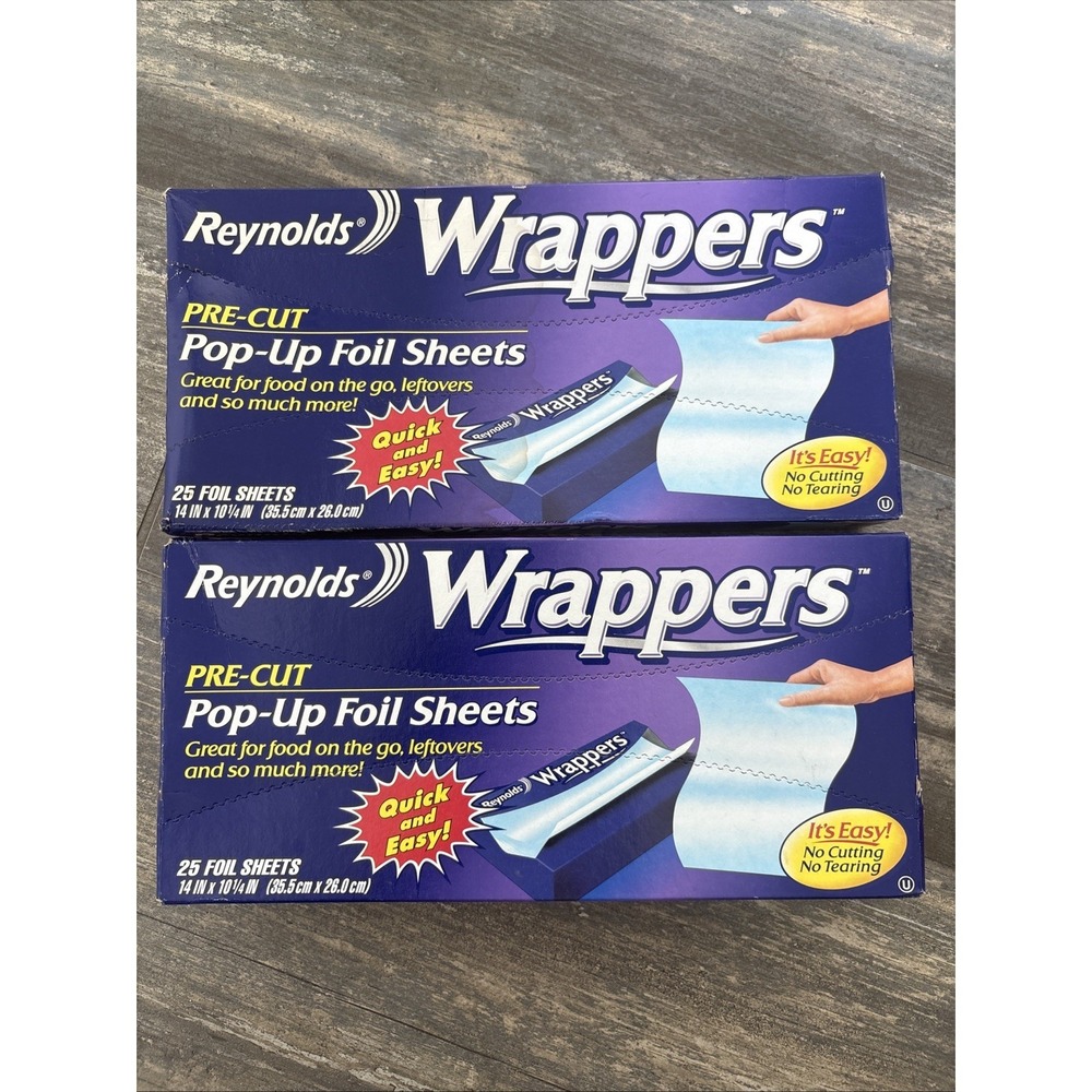 2 Reynolds Wrappers Aluminum Foil‎ 25 Count Pre Cut Pop Up Foil Sheets New